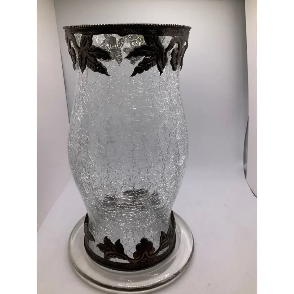 Vintage Crackled Globe Cover and Candle Plate - 9 Inches Tall, Dual‎ Open Ends